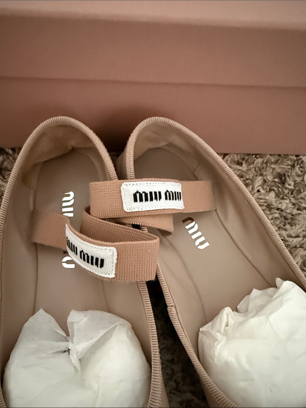 Miu Miu Leather Ballet Flats Beige 37 - Picture 4 of 7